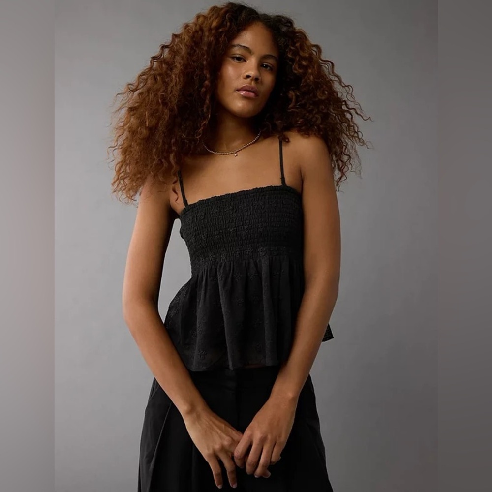 NWT American Eagle Black Smocked Camisole